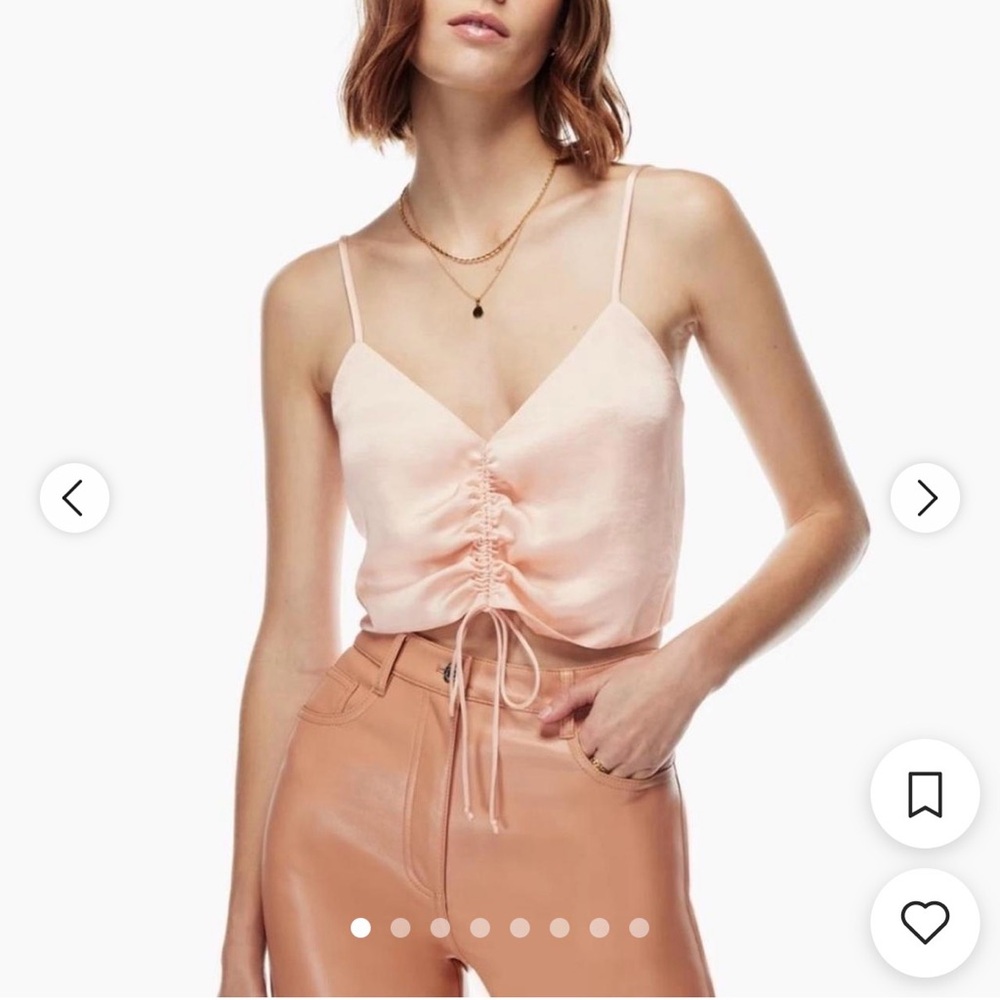 Aritzia Wilfred Verso Camisole satin light pink with tie